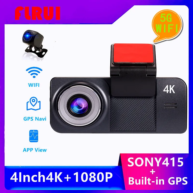 Видеорегистратор 4K 3840*2160P Автомобильный видеорегистратор 4 дюйма камера заднего вида 1080P Ночное Видение G-Датчик 5G GPS WiFi