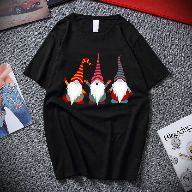 

Christmas Gnome Graphic T-Shirt Cute Dwarf Short Sleeve Men's Clothing Summer Clothes Casual Streetwear Festival Clothing
