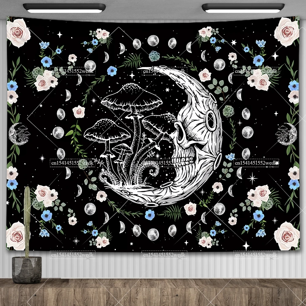 Суккулентные растения цветок гобелен грибы Луна фазы гобелены духовная эстетика