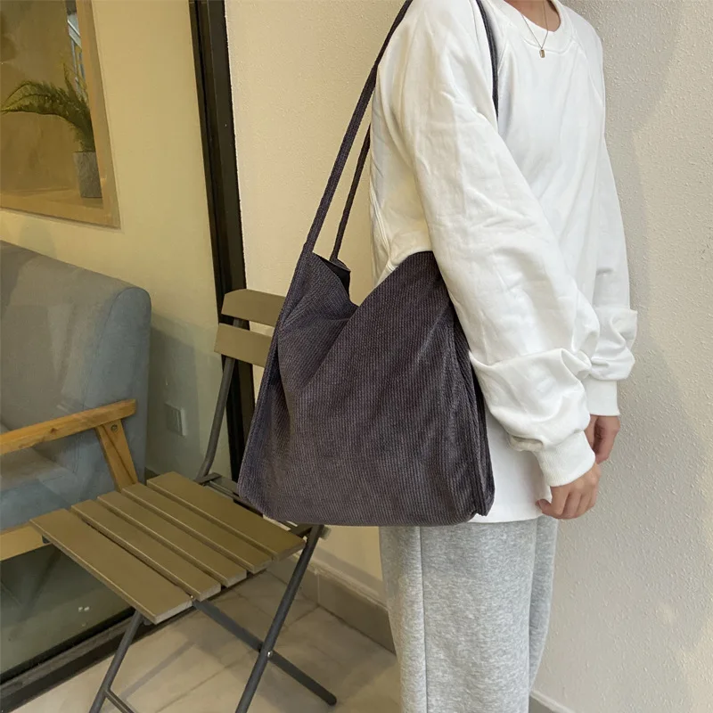 

Женская модная Вельветовая Сумка-тоут Hylhexyr, вместительная сумка через плечо с магнитной кнопкой, однотонная сумка