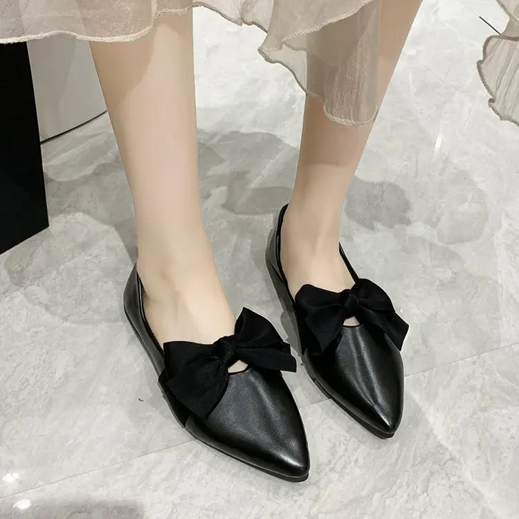 

Bow-Knot Elegant Shoes Woman Flats Pointed Toe Casual Female Sneakers Modis Butterfly Dress Summer 2022 New Comfortable Rubber S