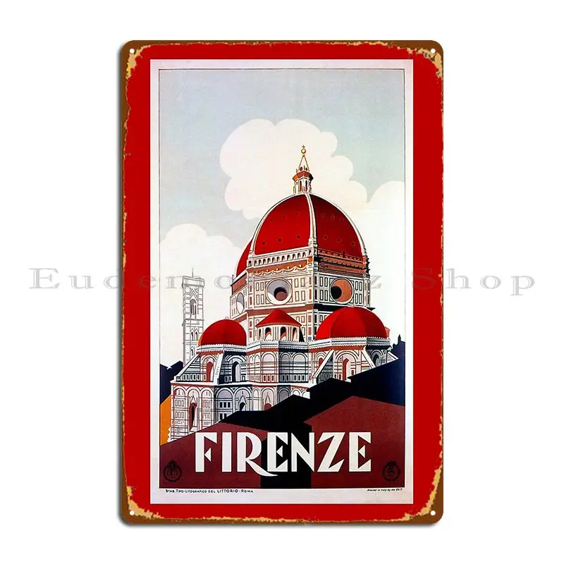 Флоренция Firenze 1920s итальянские путешествия Ad Duomo Металлический Знак Персонализированный гараж Фреска Гостиная классический жестяной знак плакат