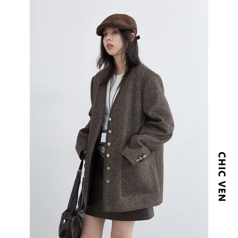 Женское пальто CHIC VEN шерстяное однобортное