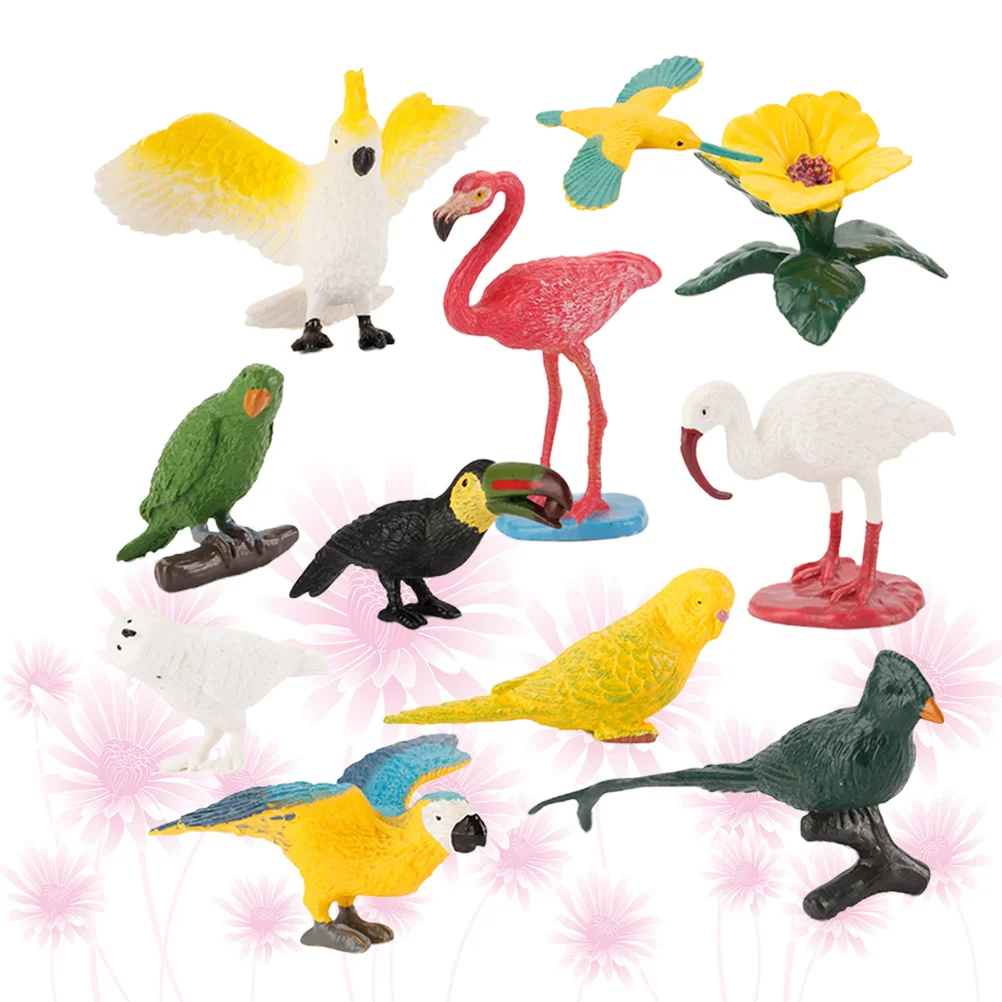 

Mini Figurines Bird Parrot Figurine Miniature Flamingostoy Birds Figures Statue Simulation Resin Artificial