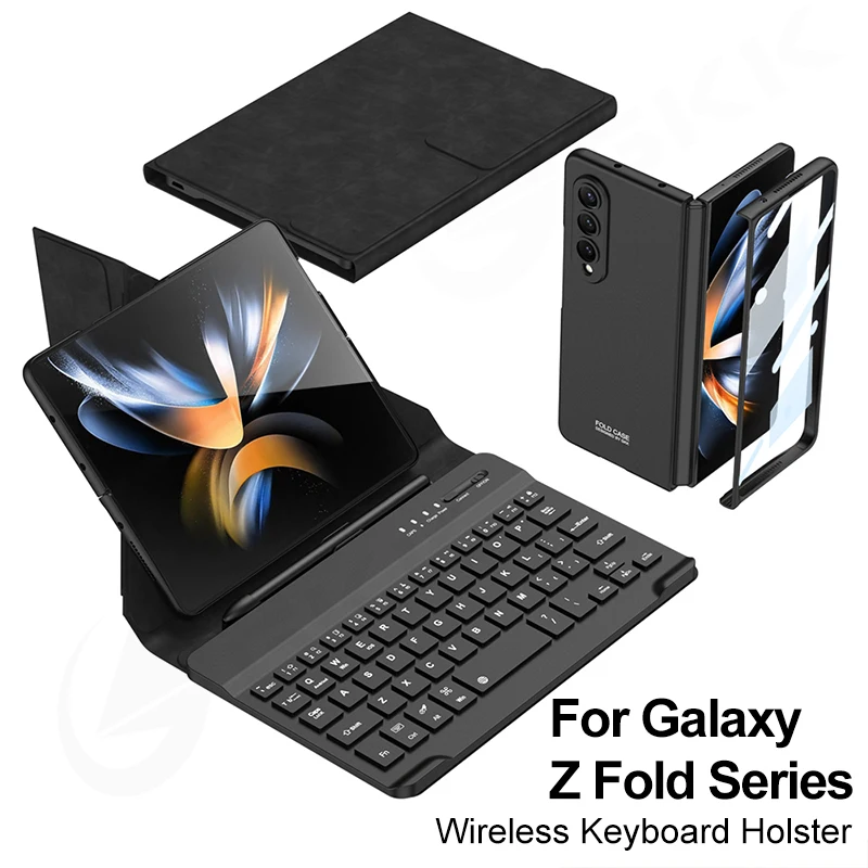 

Чехол GKK для Samsung Galaxy Z Fold 4 3 2, чехол с беспроводной Bluetooth клавиатурой, чехол с держателем для ручки и подставкой, Магнитный чехол Fold4 Funda