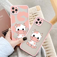 cow pattern pink dairy cattle cute cartoon phone cases for iphone 13 12 11 pro max 7 8 plus se 2020 xr x xs max hard back cover