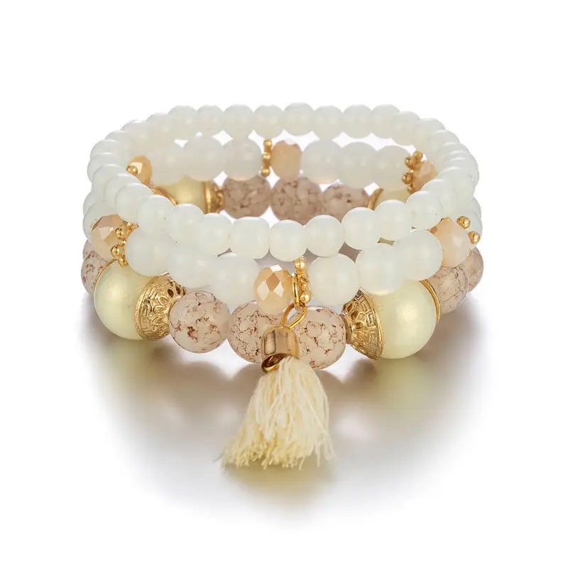 

New 2022 Bohemian Hand-made Multi-layer Bracelet With Tassel Stretch Hand String