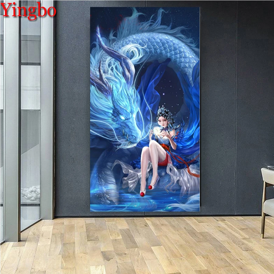 

Алмазная живопись, алмазная вышивка, бриллиантовая вышивка женская и дракон 5d, алмазная живопись «сделай сам», квадратная/круглая вышивка