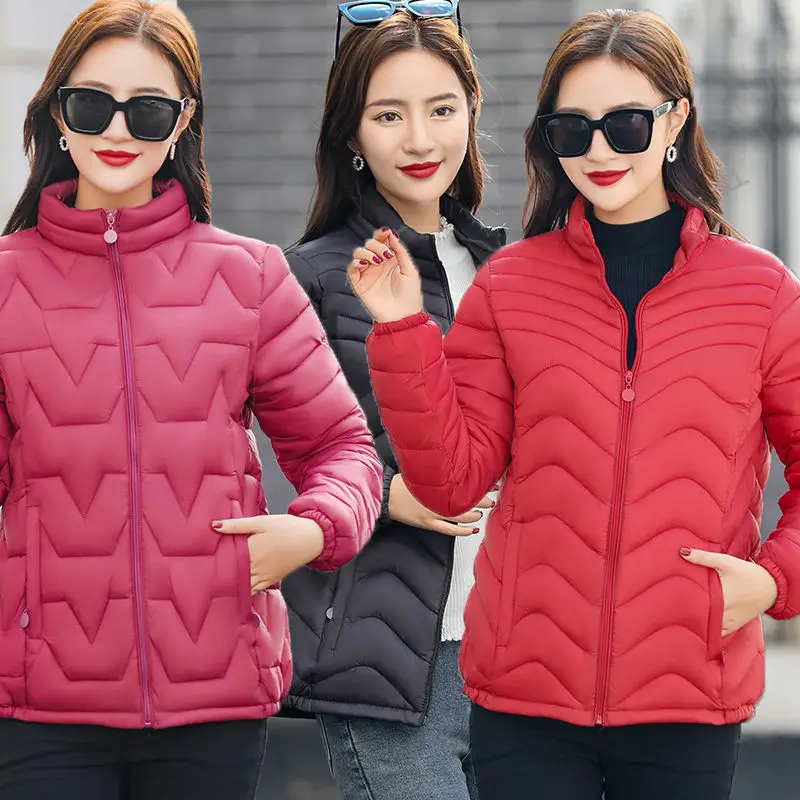 New Fall Winter Warm Parkas Stand Collar Female Down Jacket Cotton Padded Outerwear Oversized Loose Casual Fashion Short Coats