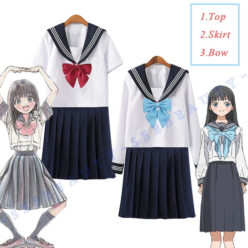 

Anime Akebi's Sailor Uniform Akebi Komichi Cosplay Costume JK Sailor Uniform School Outfit Skirt Girls White Set Festival Party