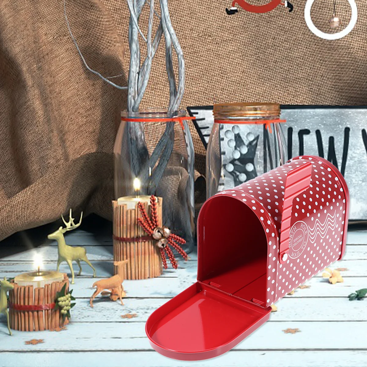 

Christmas Box Candy Tin Gift Boxes Mailbox Tins Treatcookie Containers Tinplate Present Decorative Favor Favors Holiday Wedding