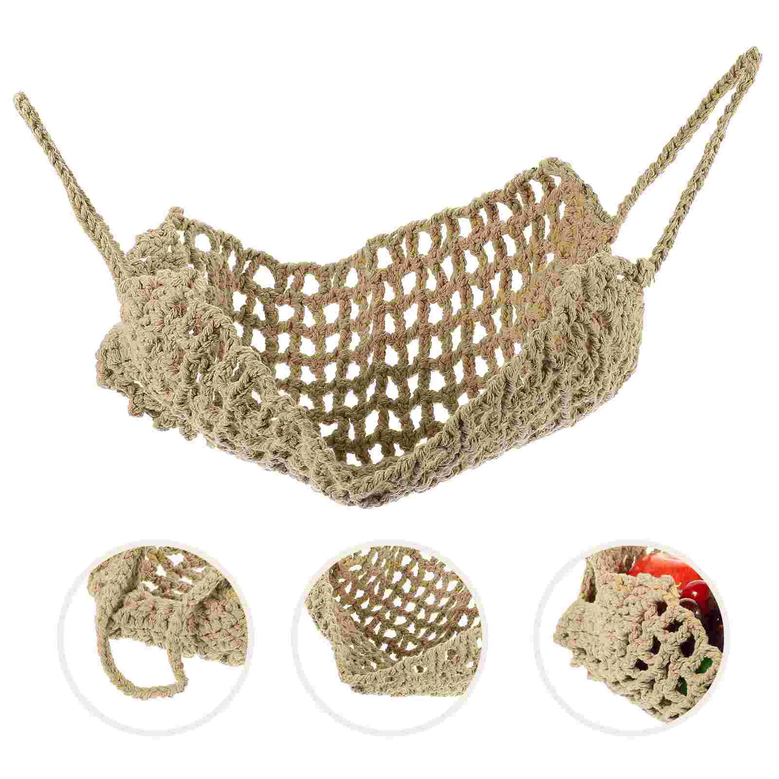 

Fruit Basket Hanging Macrame Hammock Holder Hanger Wall Vegetable Organizercotton Net Woven Veggie Banana Rope Cabinet