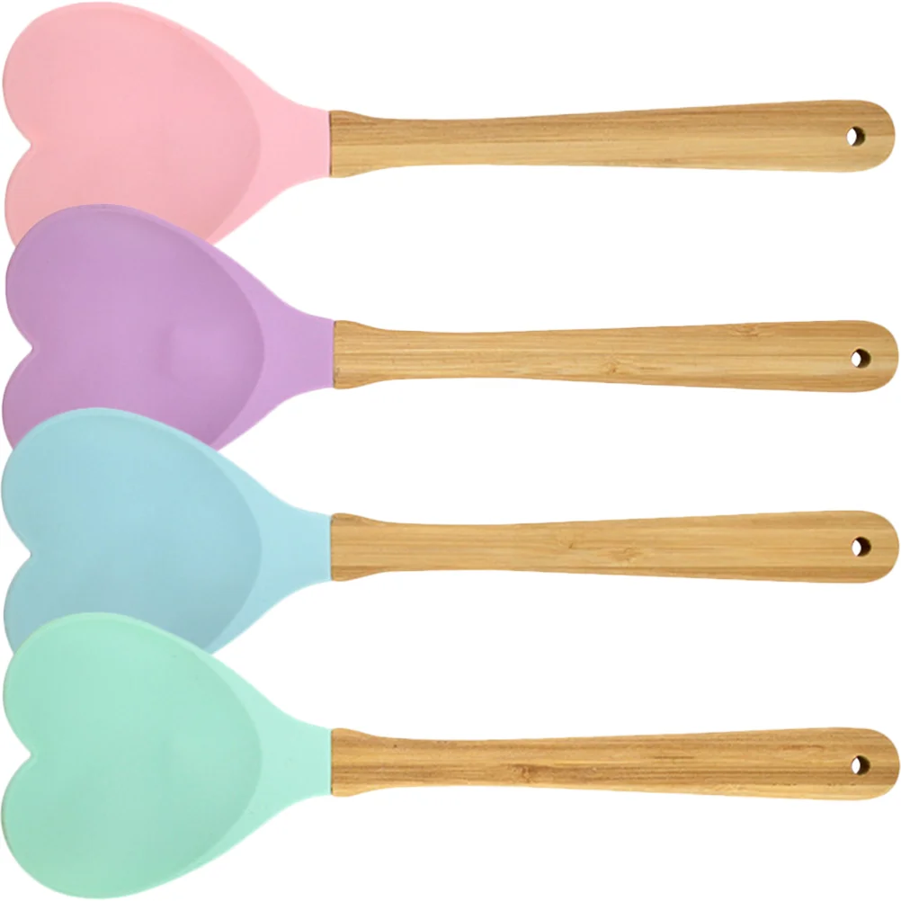 

4 Pcs Stir Sticks Cocktails Heart Shaped Mixing Spoon Household Salad Kitchen Spatula Soup Supplies Convenient