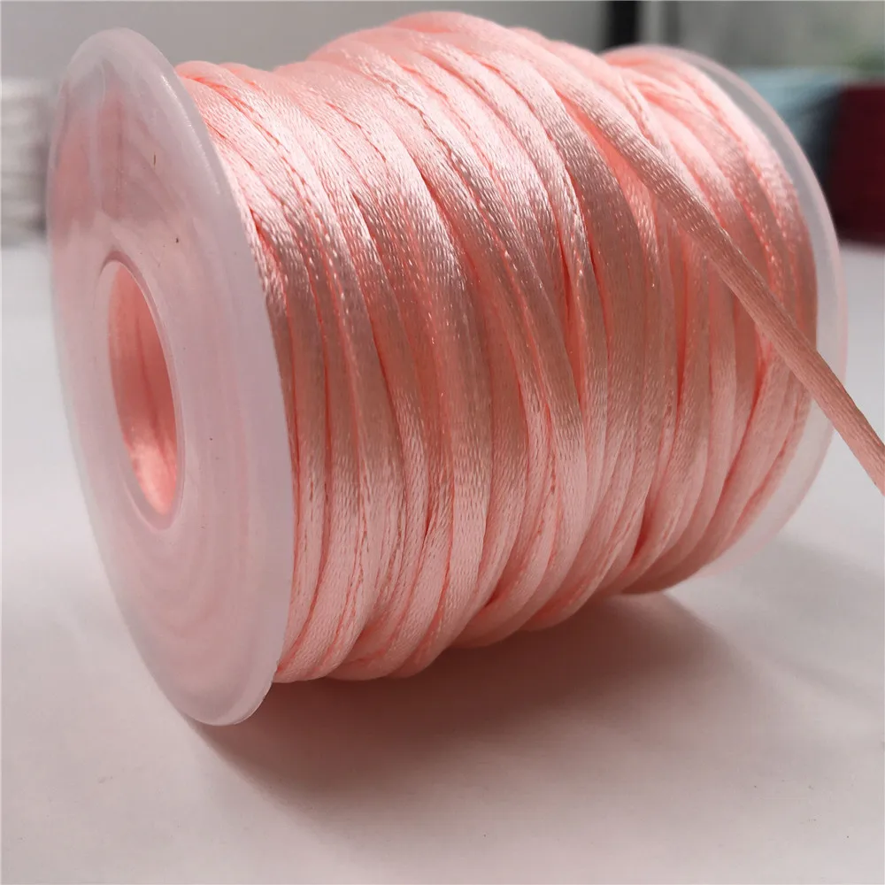 

2mm Pink Rattail Satin Cord Thread Chinese Knot Macrame Bracelet Braided String DIY Tassels Beading Thread 10-225meters