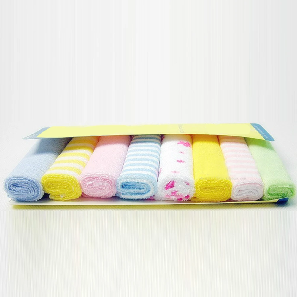

8pcs Multifunctional Portable Lightweight Square Durable Soft Thin Cotton Blend Home Baby Bath Towel
