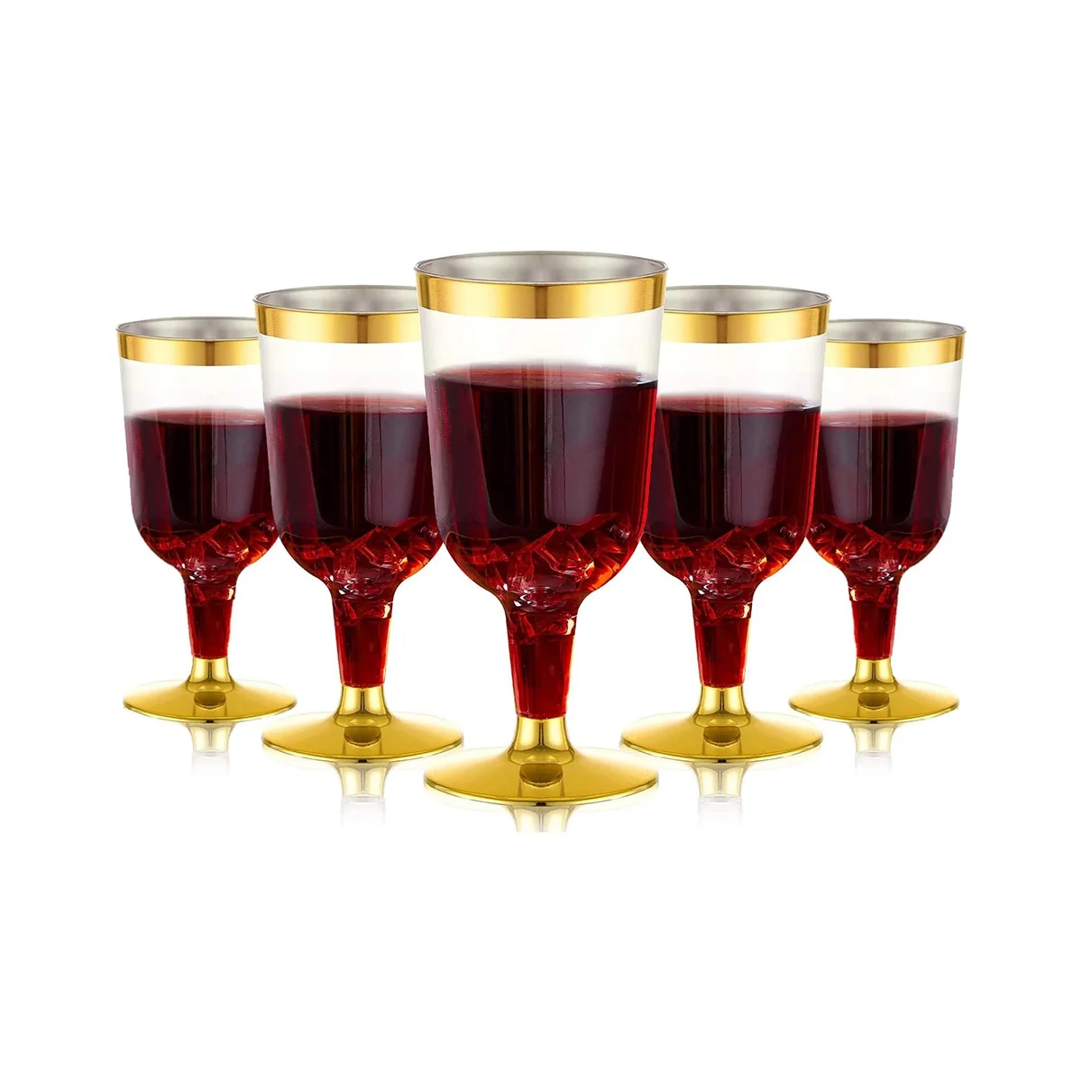 

Plastic Wine Glasses, Gold Wine Tasting Glasses Reusable Stemmed Party Wine Cups for Champagne Beer Cocktail Martini