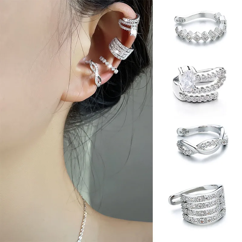 

INS Popular Multi Layer Geometric Fake Piercing Ear Bone Clip Earrings for Women Luxury Jewelry Accessories Boucle Oreille Femme