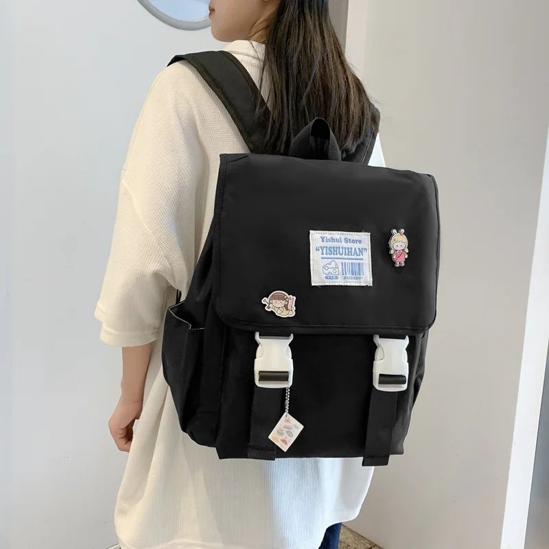 

Oxford Cloth Waterproof Women Backpack Trendy Badge School Bag for Girls Large Capacity Travel Backpacks Student Bookbags