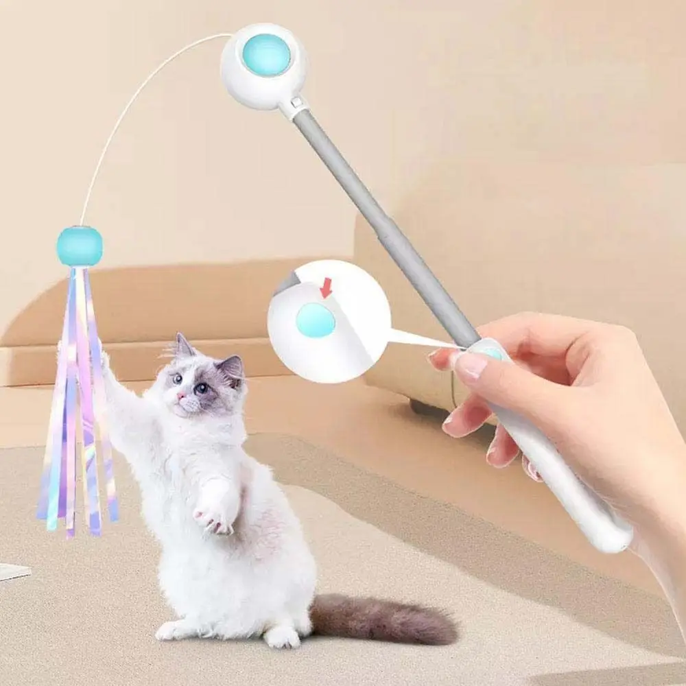 

Retractable Cat Teaser Wand Indoor Play Kitten Chew Training Kitten Rod Wand Cats Teasing Stick Pet Supplies Cat Toy