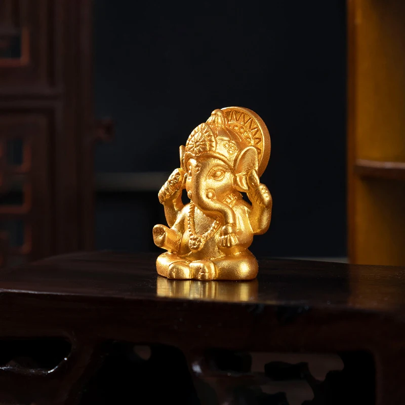 Статуя Будды Golden Lord Ganesha скульптуры слона Бога статуэтки Ганеша искусственная
