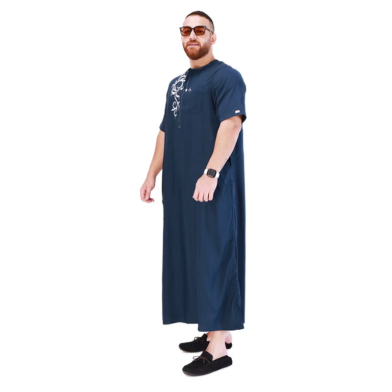 Traditional Islamic Clothing Embroidery Eid Jubba Thobe Saudi Arabia Abaya Muslim Robes Men Fashion Caftan Ramadan National Dres