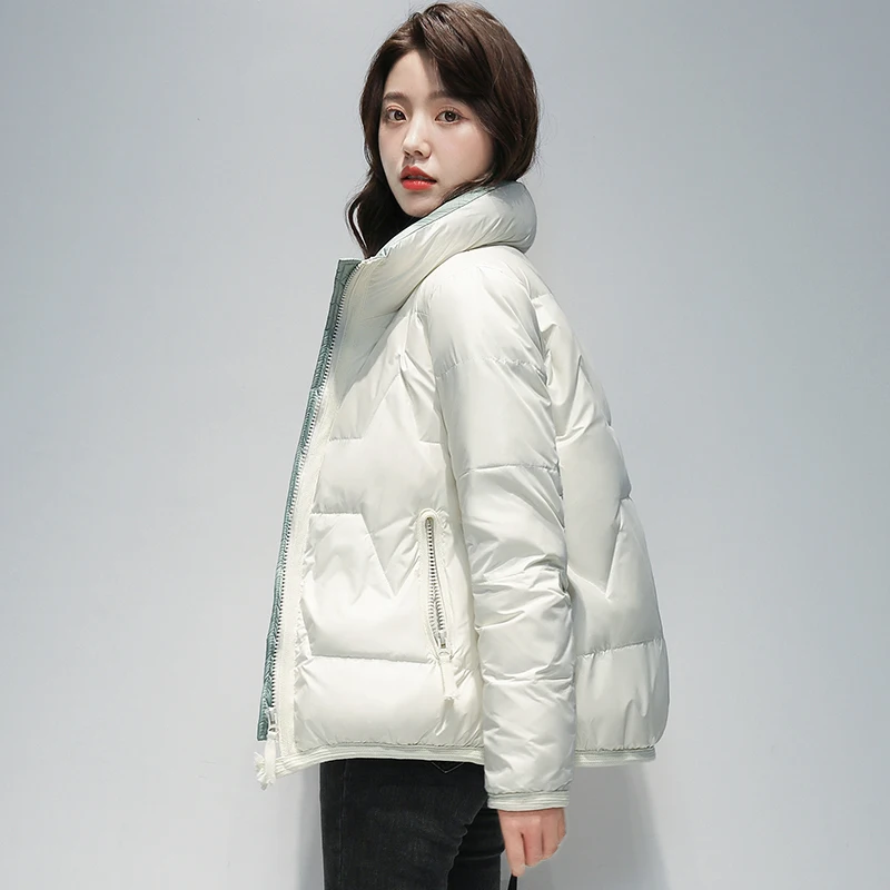 

Winter Warm Womens Ultralight Thin Down Jacket Outwear Boutique Female Puffer Cotton Padded Bubble White Duck Down Parka Coat