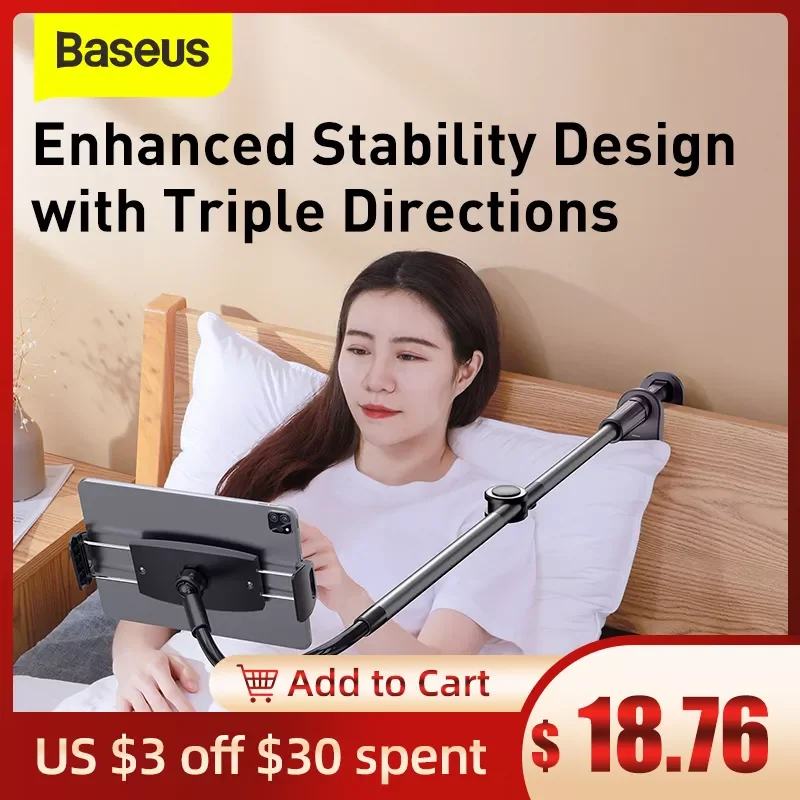 

Baseus Rotary Adjustment Lazy Holder Universal Desktop Bedside Stand for iPad Mobile Phone 4.7-12.9 inches Desktop Phone Holder