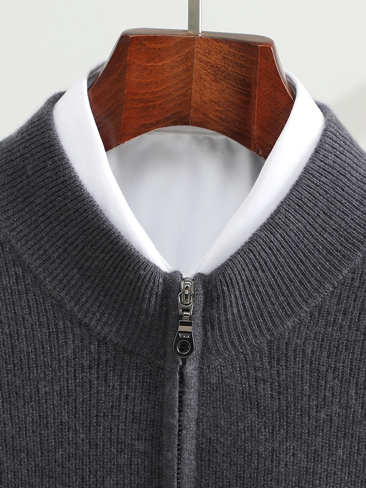 Мужской кашемировый свитер на молнии ANGEL черный утепленный Повседневный базовый