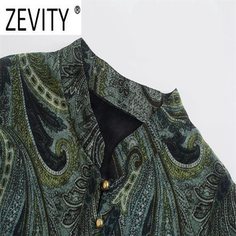 Новинка от Zevity женское винтажное мини-платье-рубашка с Пейсли тотемным цветочным