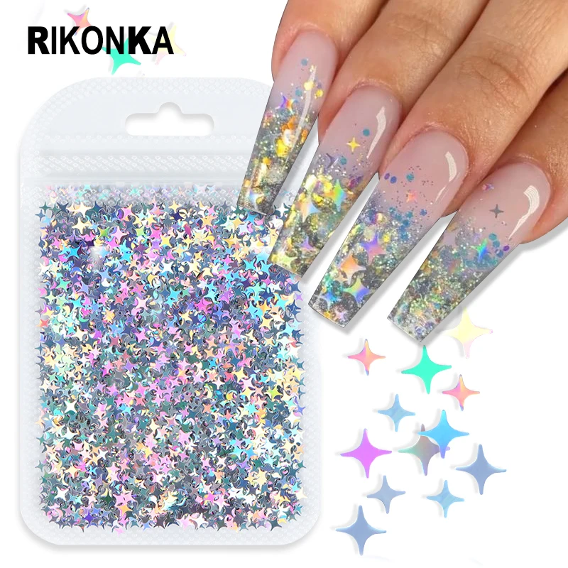 

Holographic Star Nail Sequins Colorful Laser Starry Glitter Flakes For Nail Art Decorations Design Summer UV Polish DIY Supplies