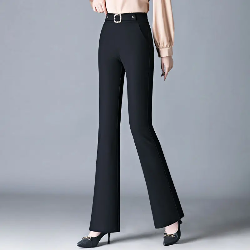 Женские модные однотонные расклешенные брюки с высокой талией новинка 2024