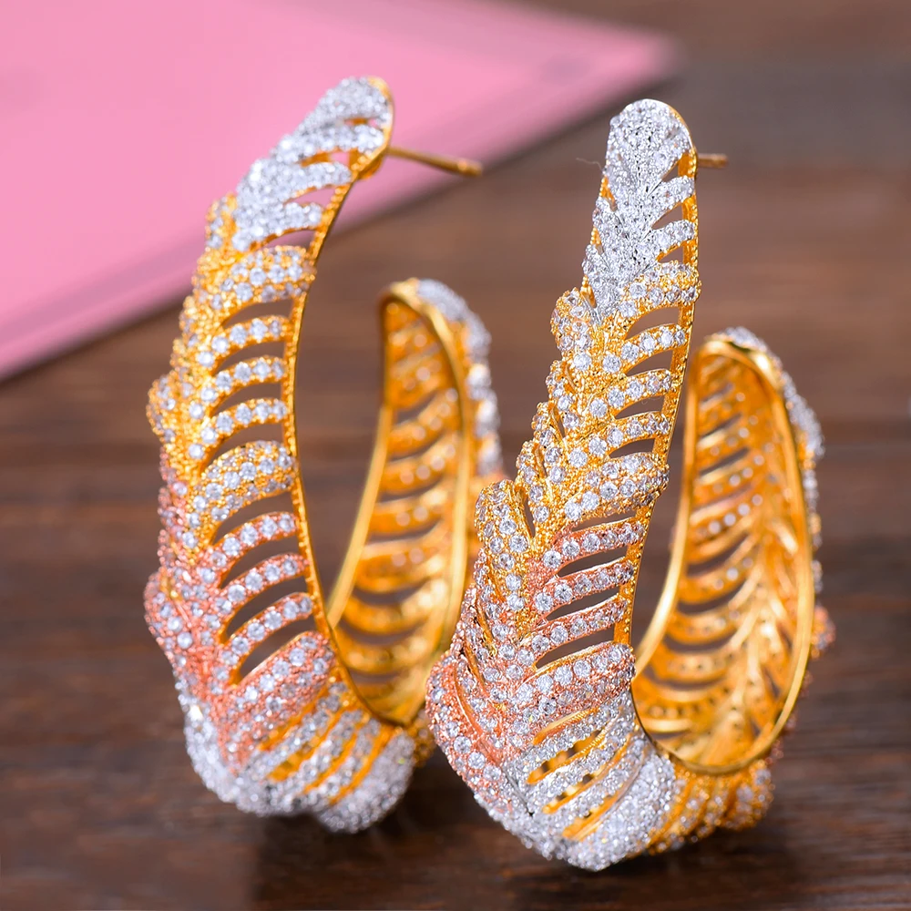 

Missvikki зубчатые оправы CZ камни супер большие серьги-кольца для женщин Свадебная вечеринка ювелирные изделия новый дизайн горячий модный подарок