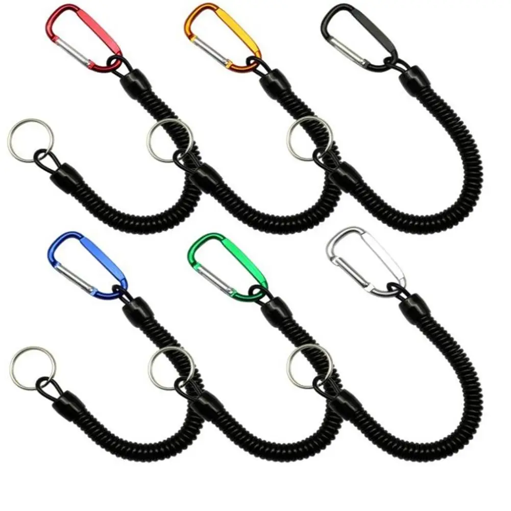 

Portable Fishing Lanyards Rope Boating Kayak Camping Secure Carabiner Secure Lock Grips Tackle Tools With Spring 18cm
