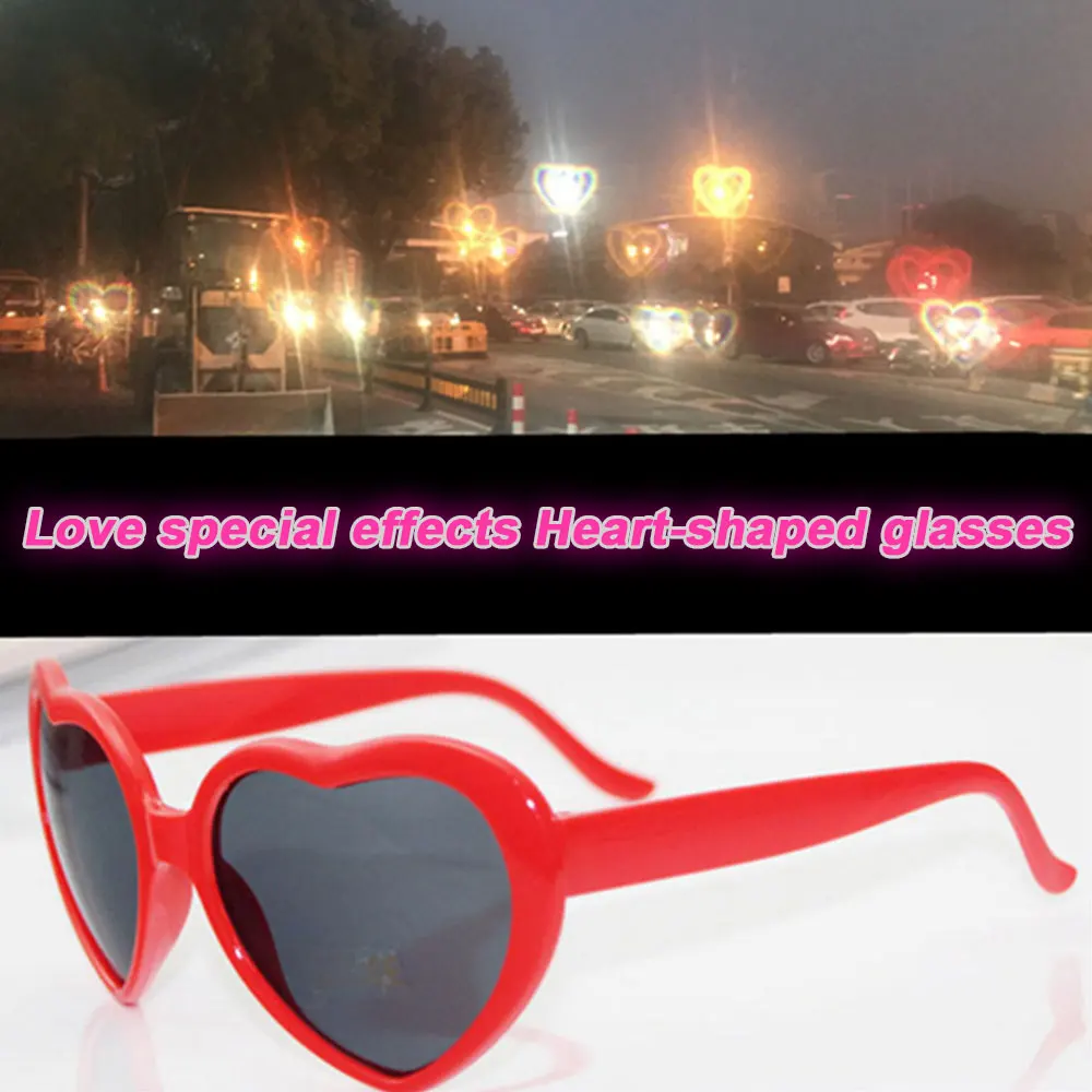 

Love Heart Shaped Effects Glasses Watch The Lights Change To Heart Shape At Night Diffraction Glasses Women Fashion Sunglasses