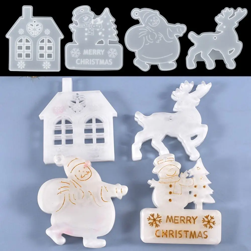 

Decoration Hanging Tags Christmas Tree Santa Claus Silicone Mould Epoxy Resin Molds Crystal Resin Mold Xmas Ornament