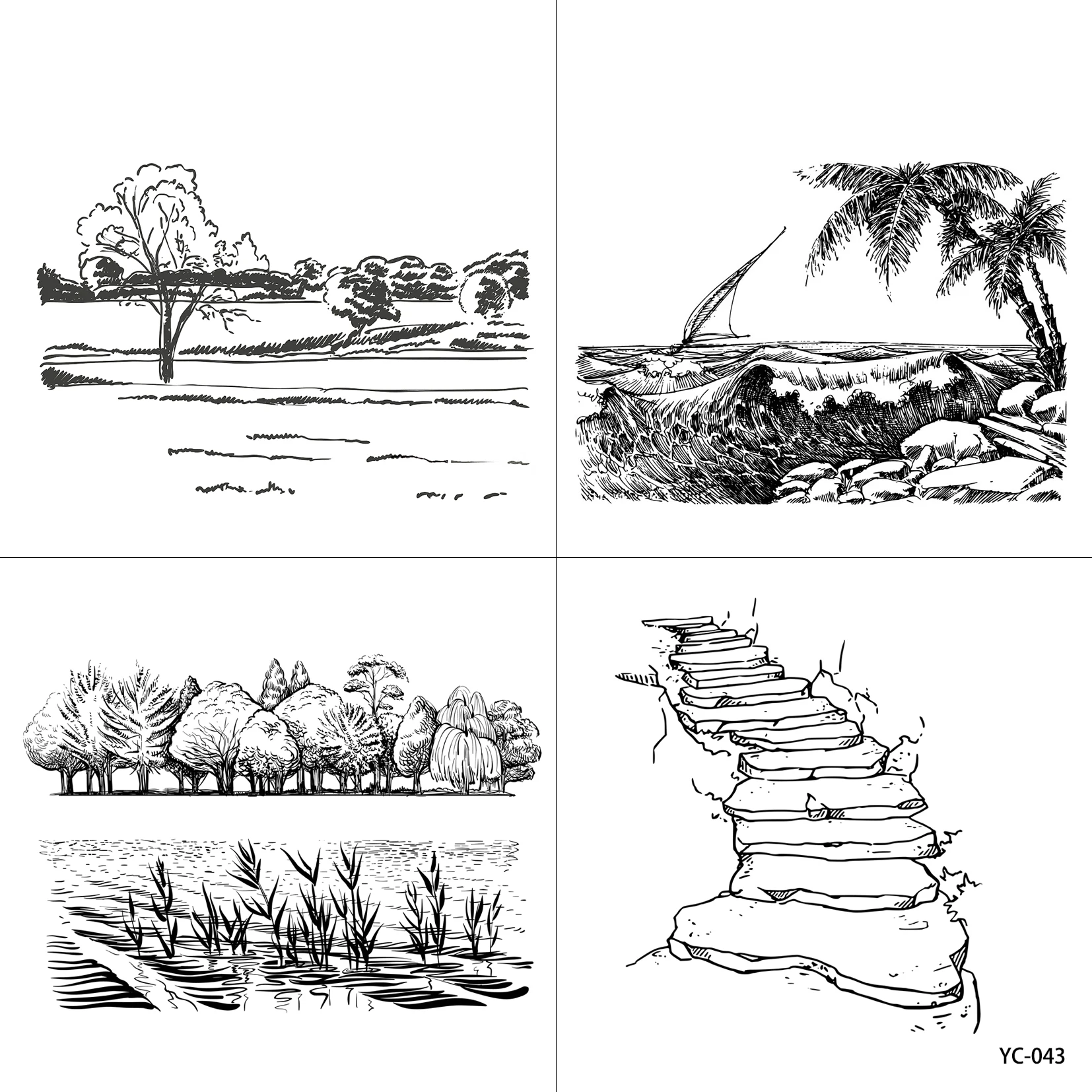 

Landscape Tree/Coconut Tree/Shore Clear Stamps Scrapbooking Crafts Decorate Photo Album Embossing Cards Making Clear Stamps New