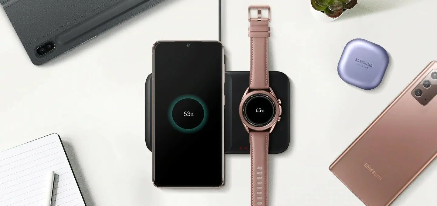 original samsung 2in1 wireless charger pad duo ep p4300 for iphone galaxy series phones for buds series earbuds galaxy watch 43 free global shipping