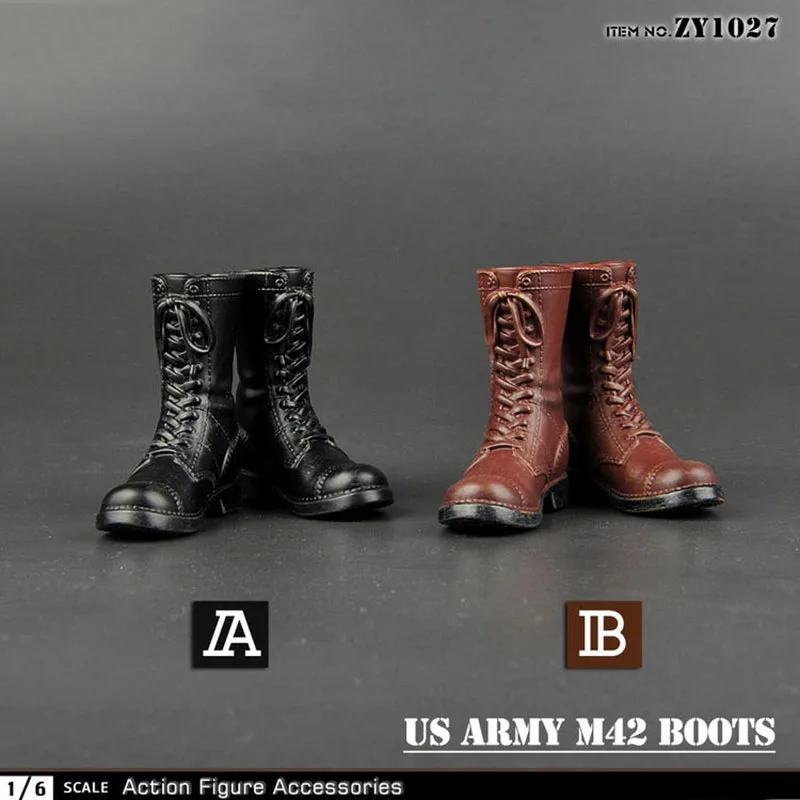 

1/6 Scale In Stock ZY1027 Male Shoes Model World War II U.S. Army M42 Combat Boots Hollow Inside For 12'' Action Figure Dolls