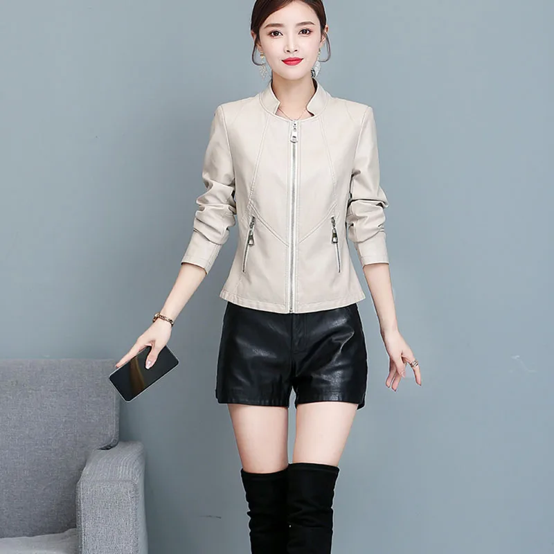 2023 Autumn Winter New Fashion Real Leather Slim Women's Coat High Quality Sheep Skin Temperament Short Women Leather Coat Y96