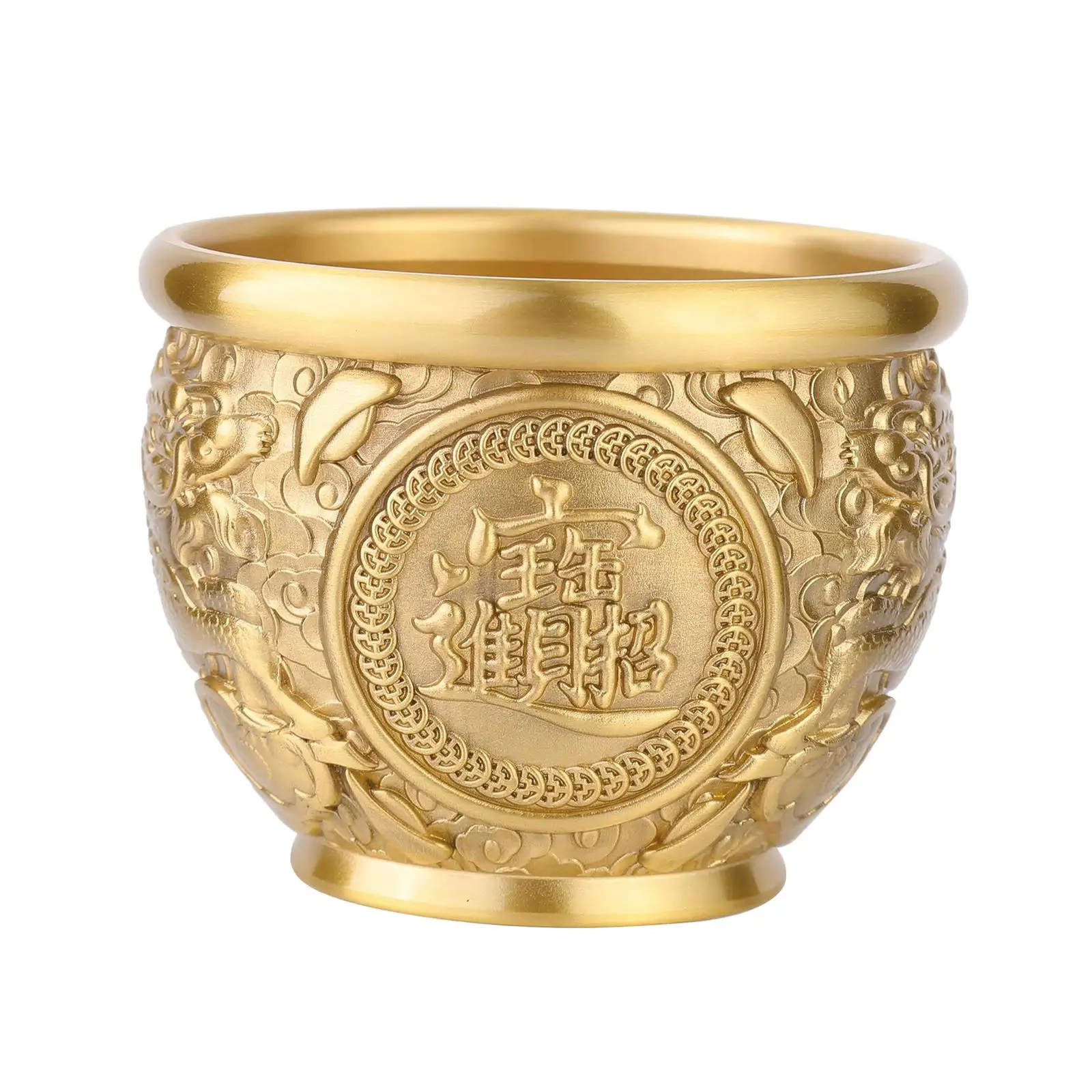 

Small Brass Feng Shui Bowl Decor Cornucopia Handicraft Figurine Ornament Folk Accent for Fortune Gift Cabinet Desktop Home