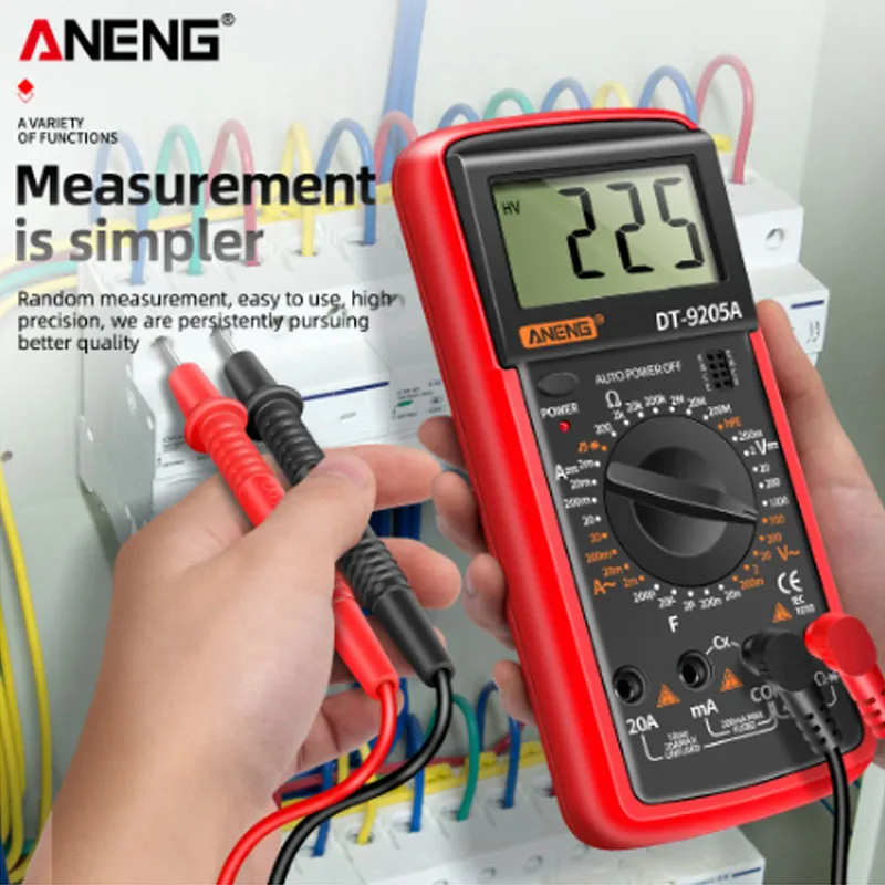 

ANENG DT9205A Digital Multimeter AC/DC Transistor Tester Electrical NCV Test Meter Profesional Analog Auto Range Multimetro