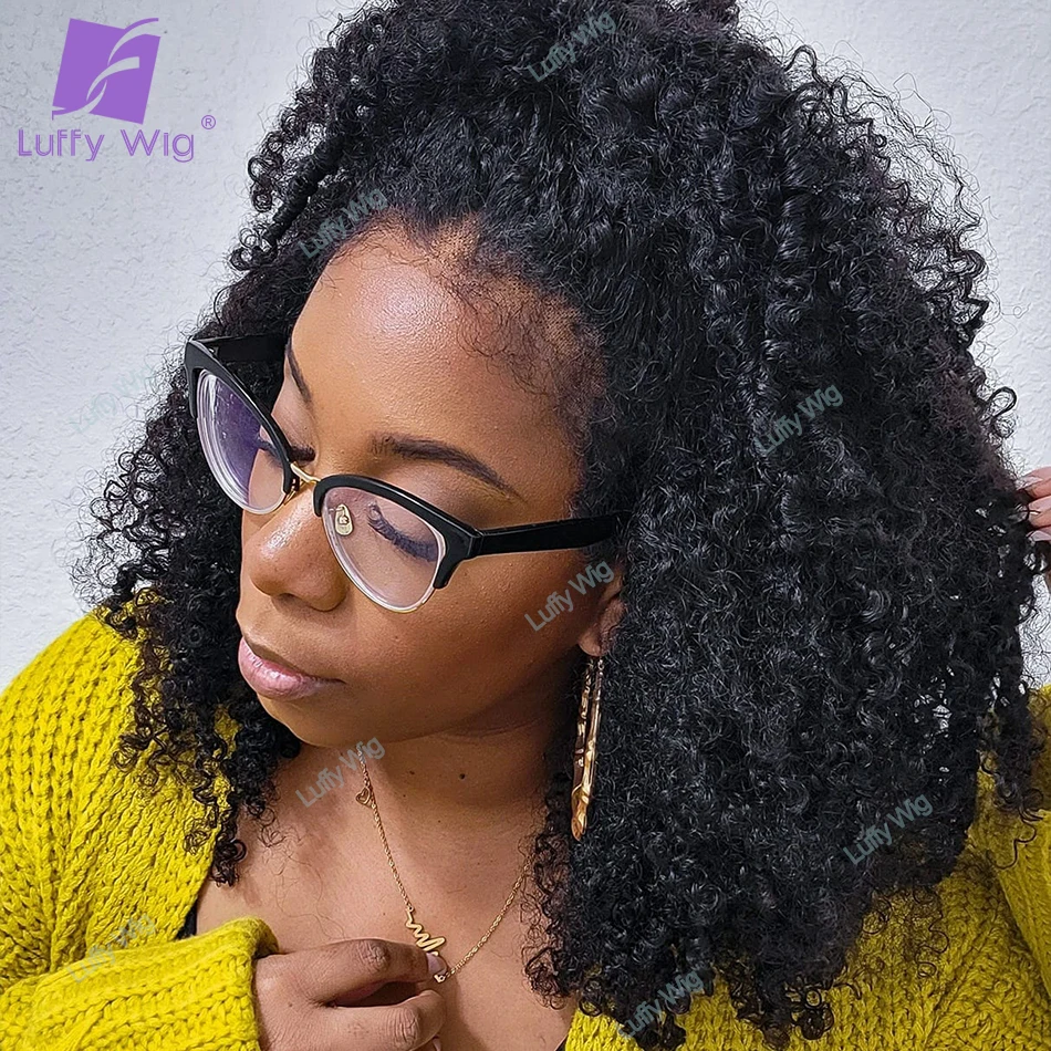 

Афро кудрявые вьющиеся HD кружевные человеческие волосы парики бразильские Remy 13x 6 кружевной передний парик и 360 кружевной парик 200 плотность для черных женщин LUFFY