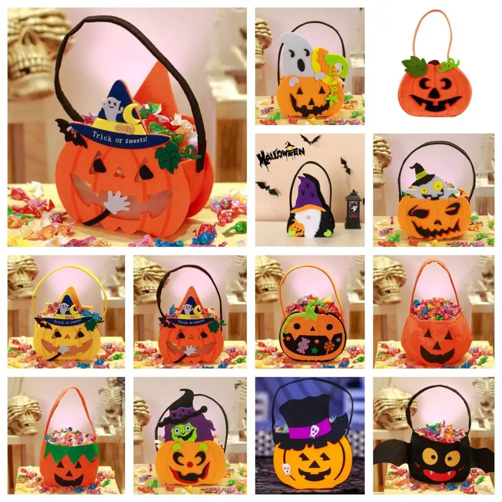 

Non-woven Halloween Wool Felt Bag Creative Tote Bags Gifts Pouch Pumpkin Candy Bucket Trick or Treat Handbag Kids