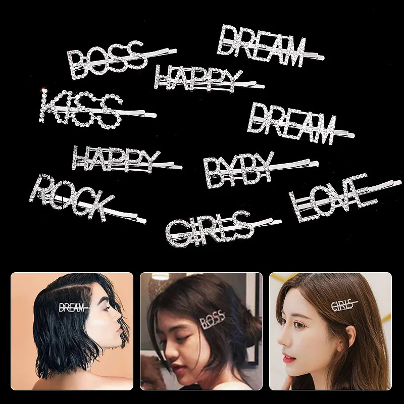 

1 шт. заколка для волос с надписью на английском языке серебряные Алмазные заколки для волос Liu приморские Заколки для женщин и девочек