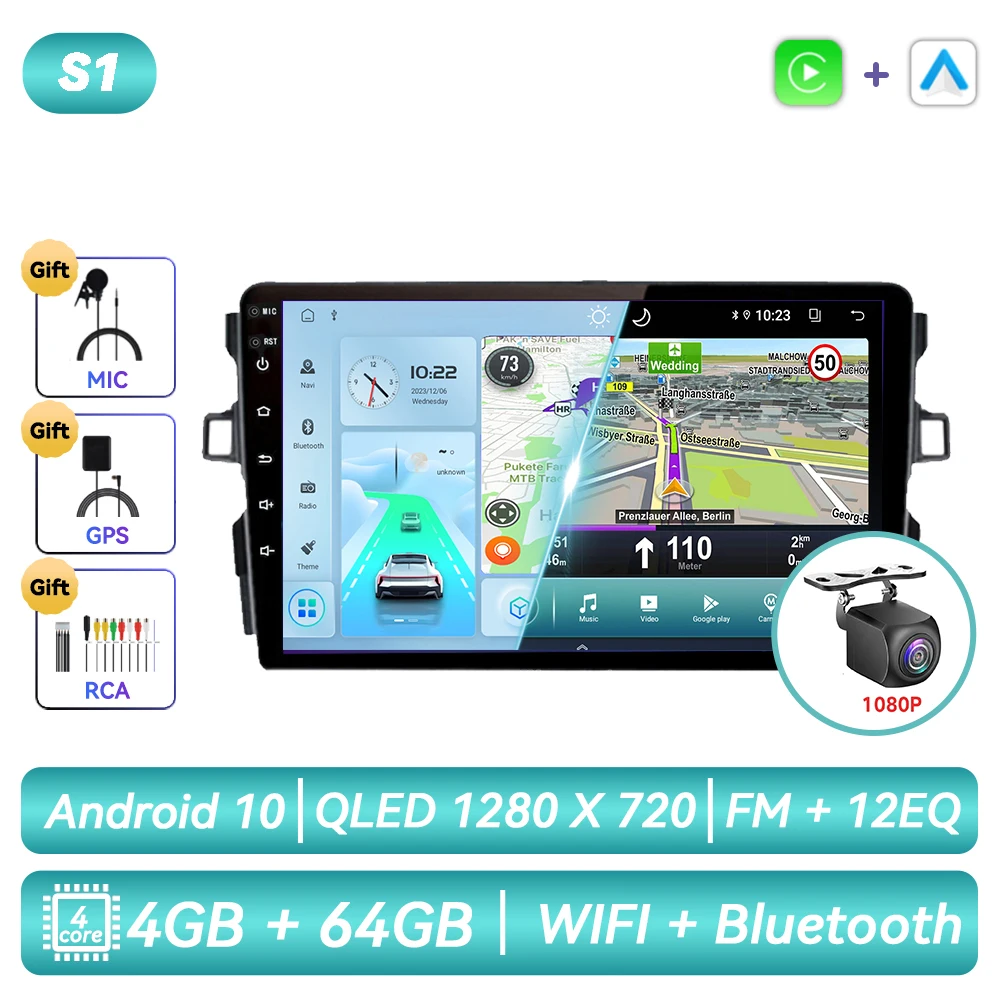 

Автомагнитола для Toyota Auris E150 2006 2007 2008 2009 2010 2011 2012 Android, мультимедийный проигрыватель с GPS-навигацией и сенсорным экраном для Carplay, автомагнитола