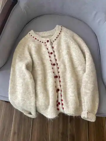 Винтажный свитер во французском стиле, пальто, женские весенне-осенние новые однобортные вязаные кардиганы с круглым вырезом, шикарные топы контрастного цвета