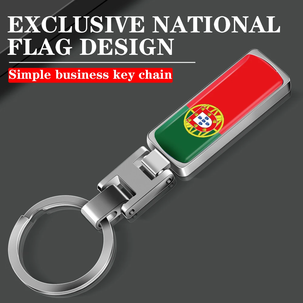 

1Pcs Car Styling 3D Metal Epoxy Emblem Portugal Nationl Flag Keychain Key Rings Backpack Pendant Souvenirs Men Gifts Accessories