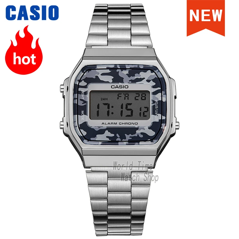 Часы Casio маленькие серебряные мужские комплект роскошные светодиодный цифровые