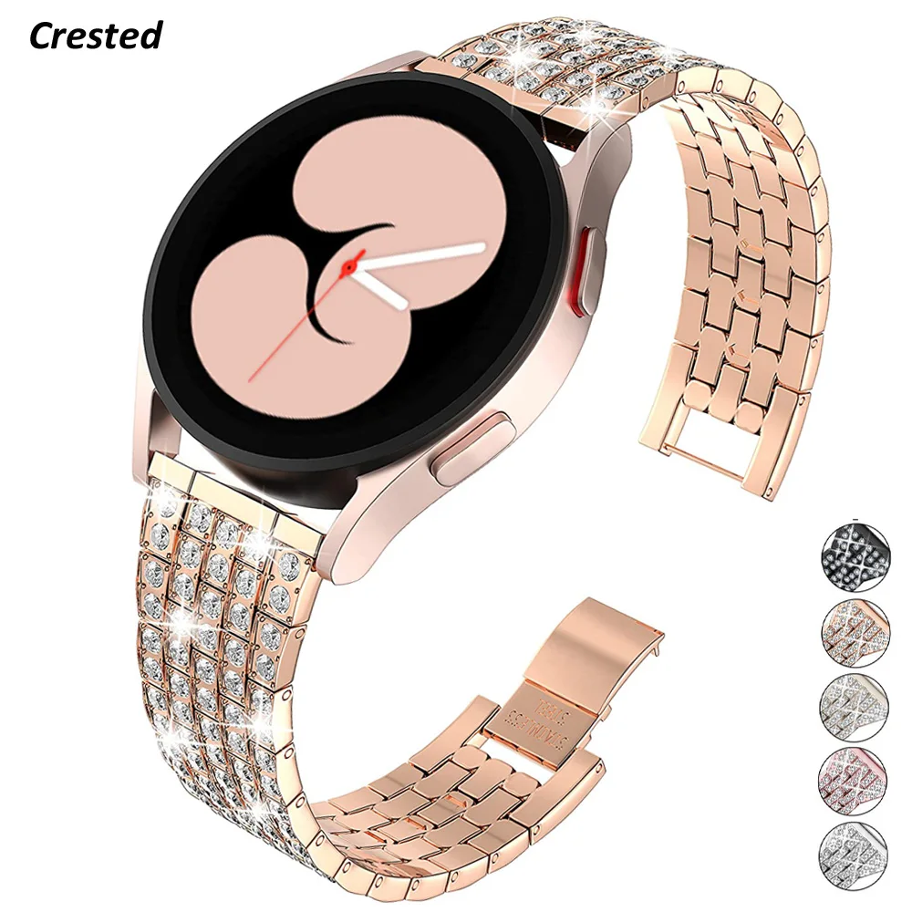 Браслет для Samsung Galaxy Watch 4/Classic/46 мм/42 мм/active 2 Gear s3,  металлический бриллиантовый браслет для Huawei GT/2/GT2/3 Pro, 20 мм 22 мм  | Наручные часы | АлиЭкспресс