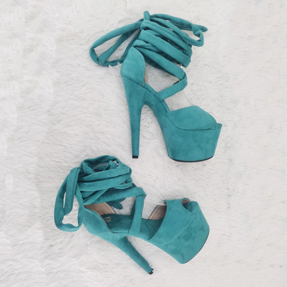 Leecabe 17CM/7Inch suede  upper  sexy exotic  platform High Heels  Pole Dancing sandals Shoes